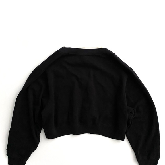 PINK Victoria's Secret Sweater V Neck Pull Over Black Patch Cropped Nwt - Picture 4 of 4